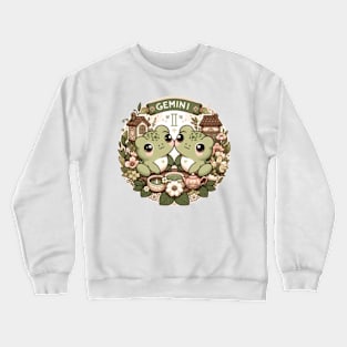 Gemini Zodiac Cottagecore Frogs Birthday Astrology Crewneck Sweatshirt